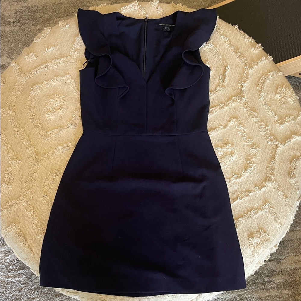French Connection Midnight Blue Ruffle Mini Dress